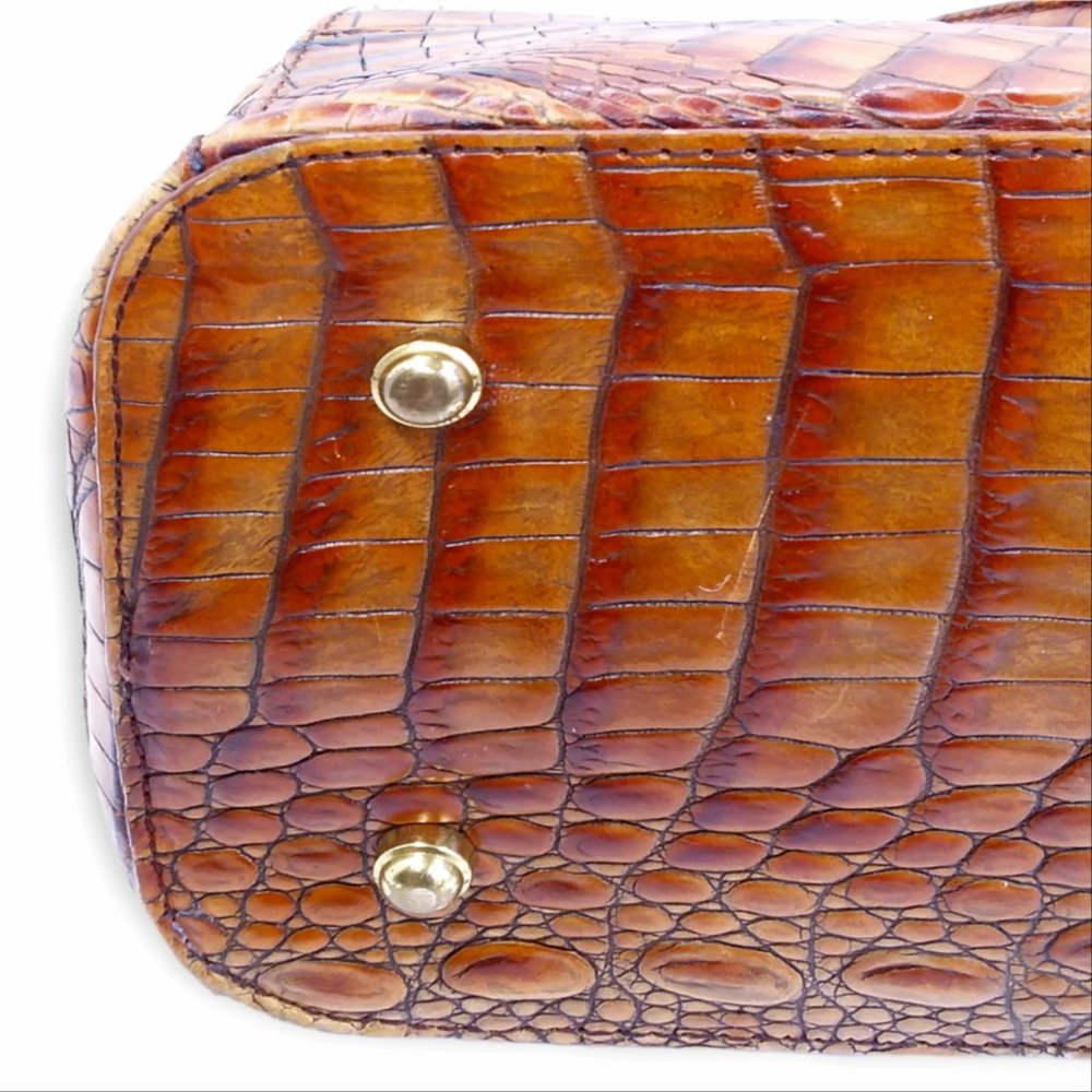 Vtg Brahmin Toasted Melbourne Stacy Crossbody Bag Croc Embossed Leather Brass - Picture 12 of 16